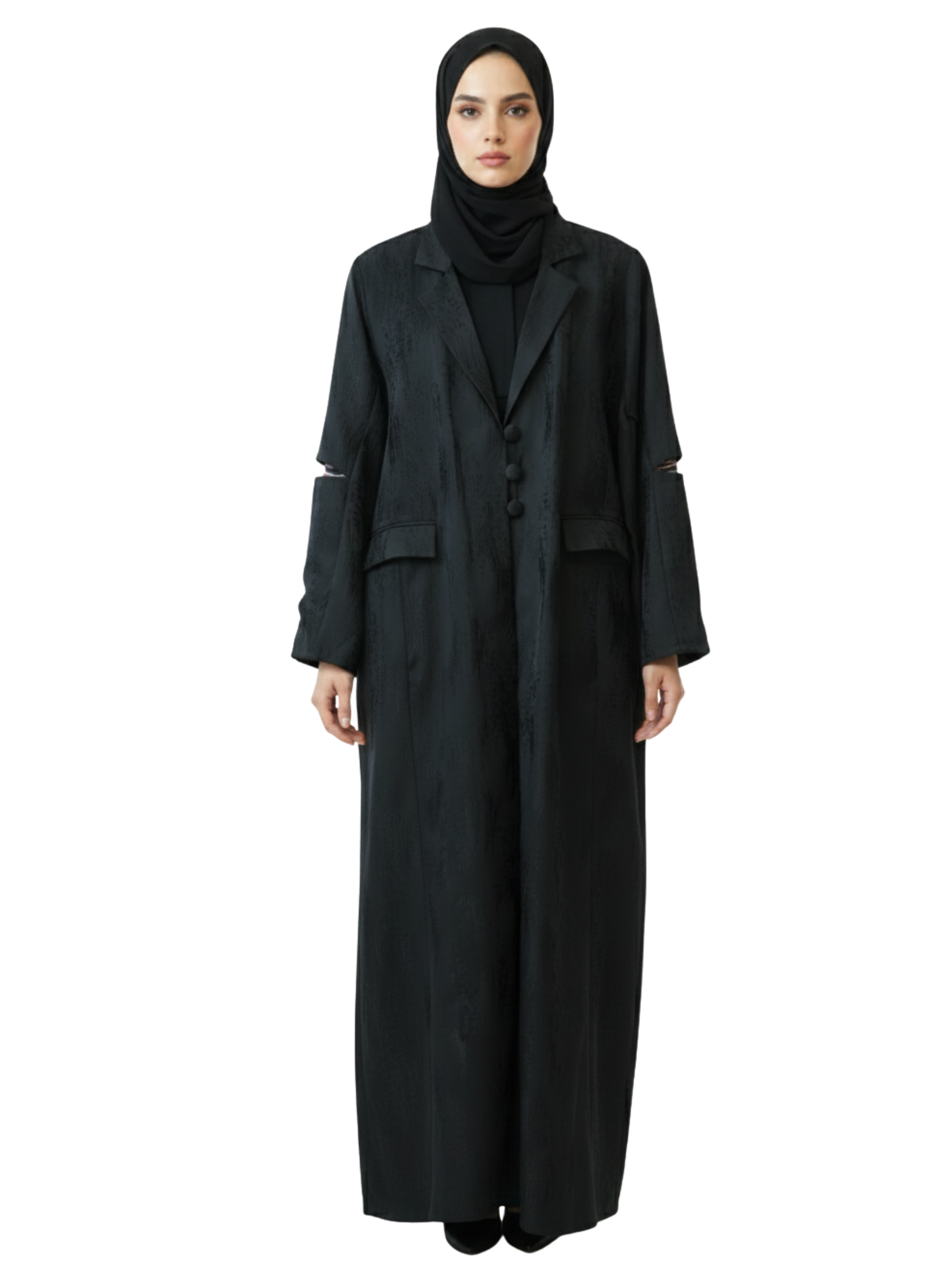 Blazer-Style Pocket Abaya (Classic Black) 1015