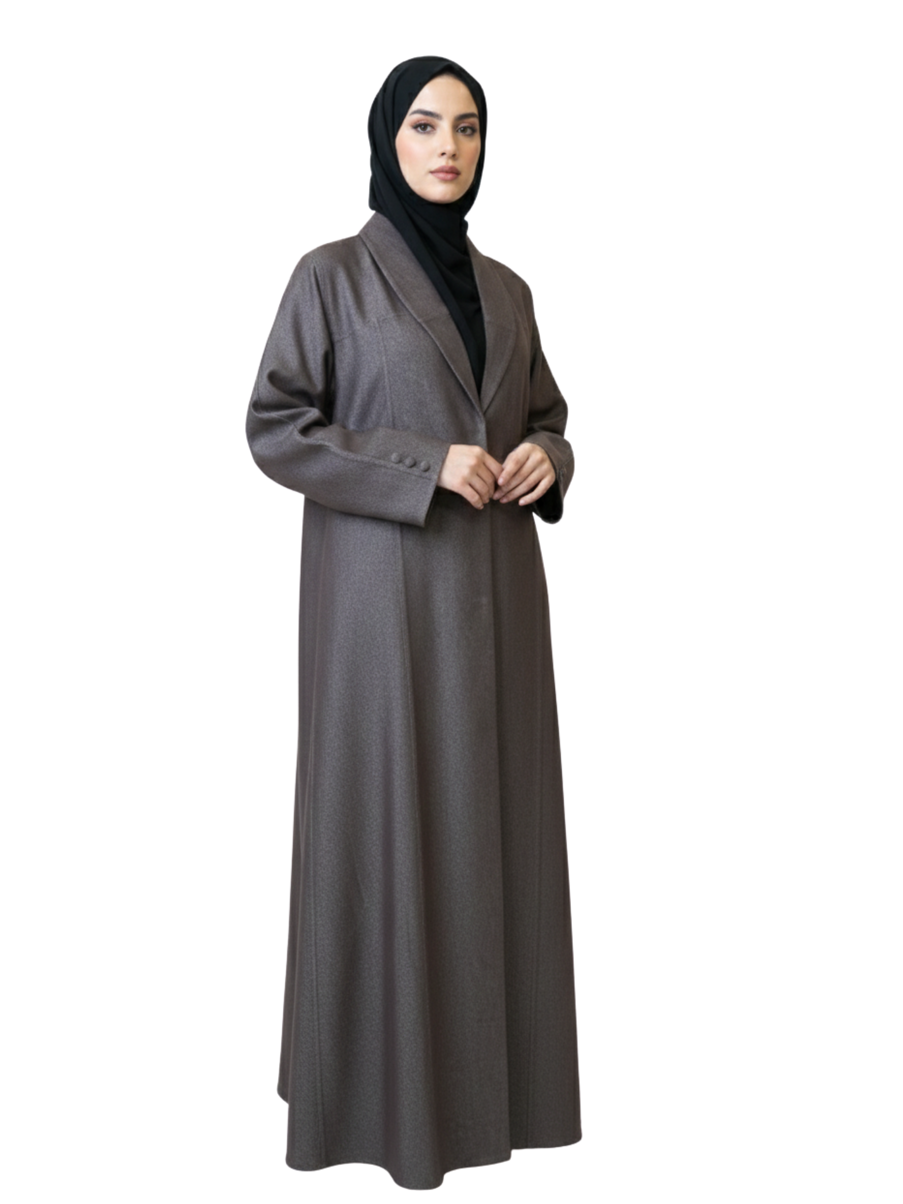 Blazer Collar Open Abaya (Mocha/Grey) 1085