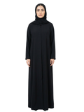 Classic Essential Plain Black Abaya (Minimal V-Neck) 1036