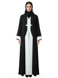 Contrast Panel Statement Abaya (Black & White) 1056