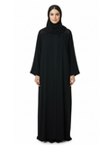 Sheer Yoke Butterfly Sleeve Abaya (Classic Black) 1091