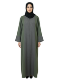 Two-Tone Colorblock Abaya (Olive Green & Charcoal) 1002