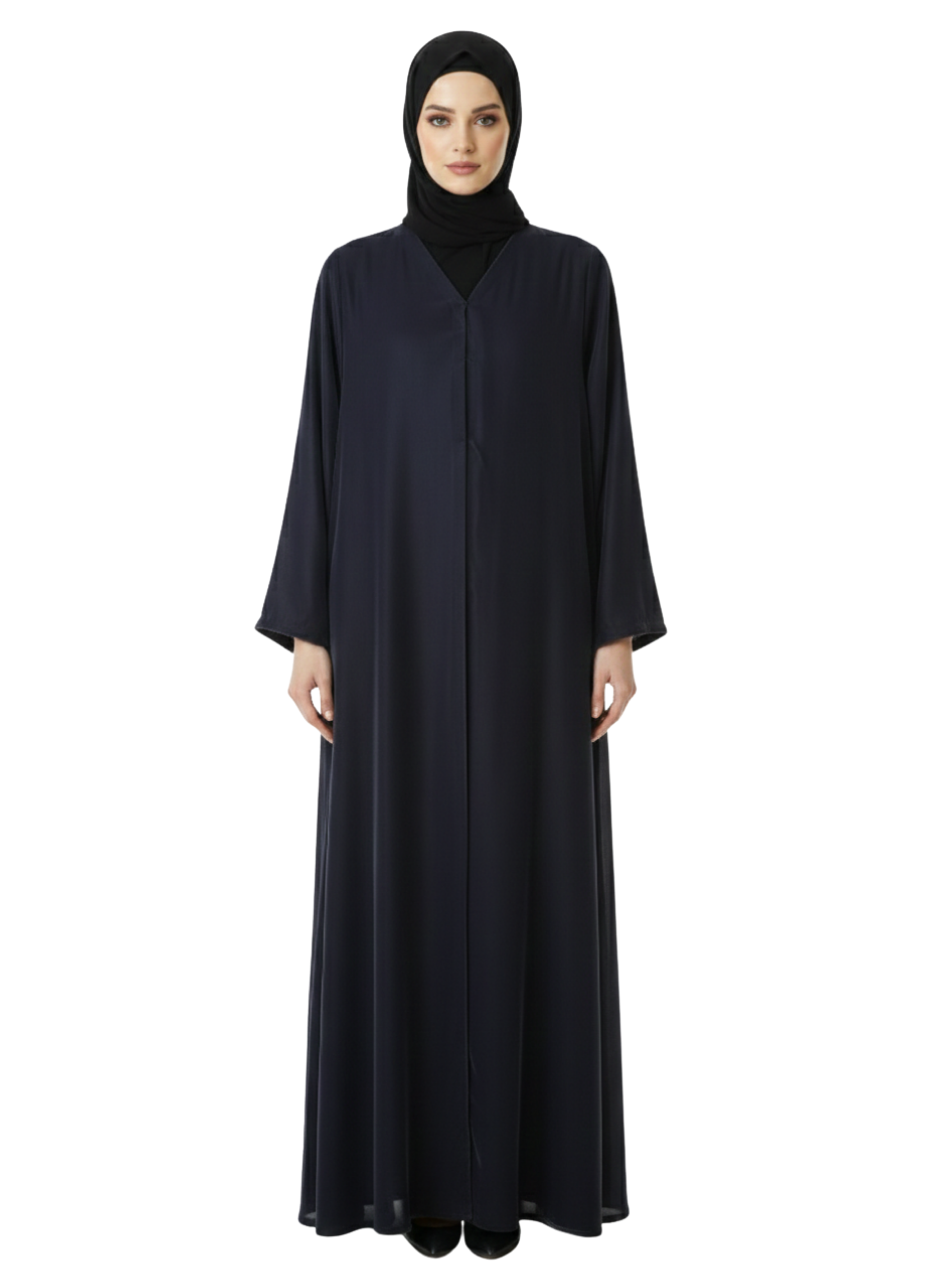 Minimal V-Neck Everyday Abaya (Midnight Navy) 1076