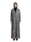 Ombre Floral Hem Abaya (Smoky Grey) 1052