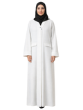 Minimal Tailored Button Abaya (Ivory White) 1019