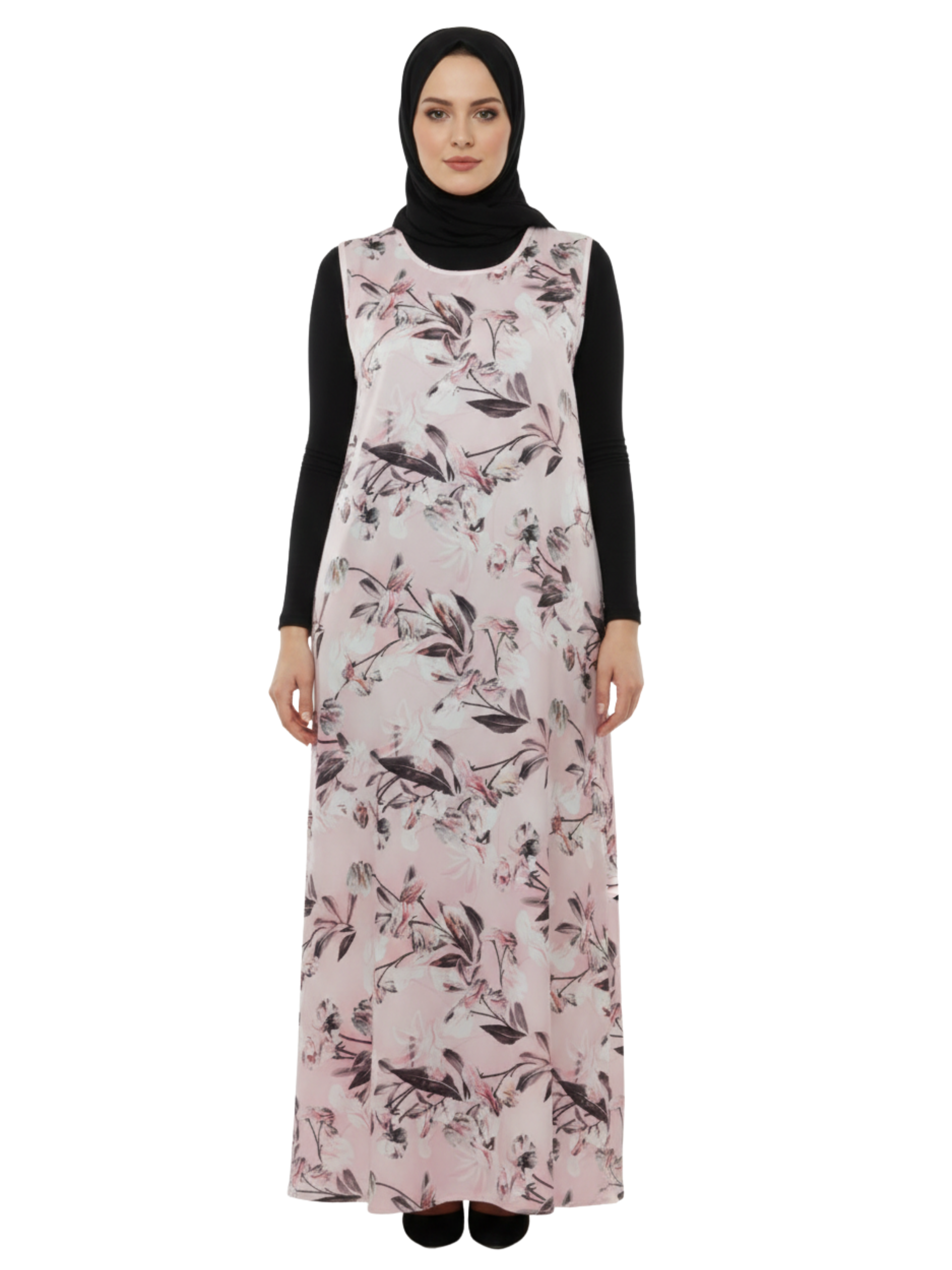 Soft Floral Overlay Maxi Dress (Blush Pink) D1035