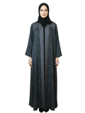 Ombre Floral Open Abaya (Charcoal Grey) 1018
