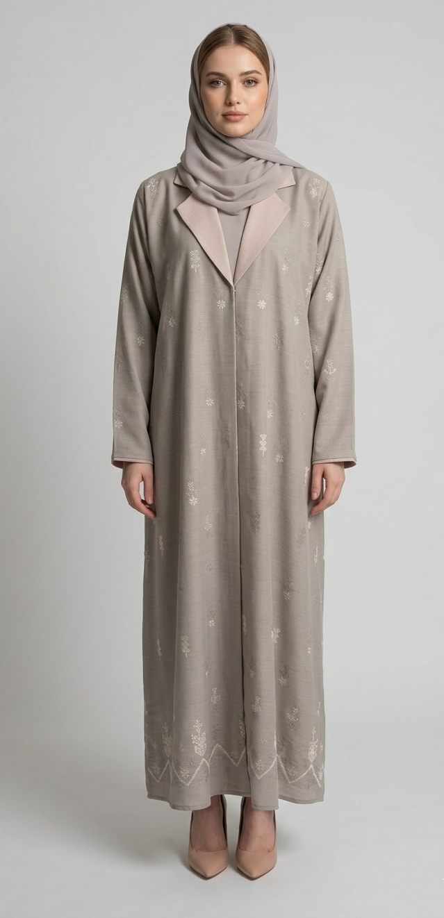 ASLT1114 The Serene Taupe Tailored Abaya