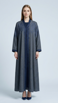 LT1118 The Midnight Indigo Embroidered Abaya