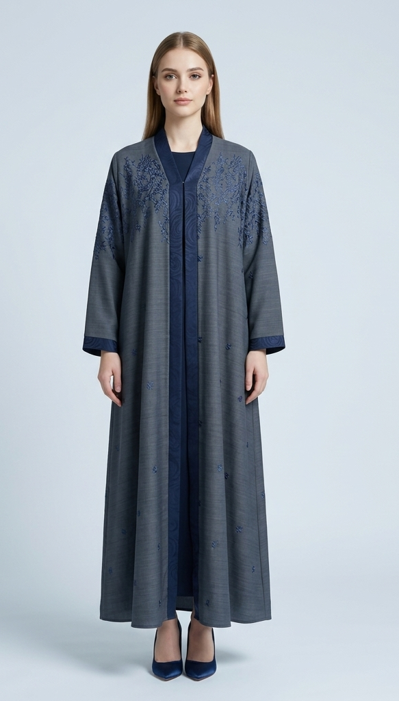 LT1118 The Midnight Indigo Embroidered Abaya