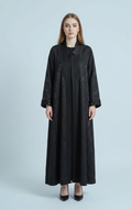 ASLT1110 The Onyx Brocade Lapel Abaya
