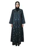 Subtle Floral Shadow Print Abaya (Deep Charcoal) 1082