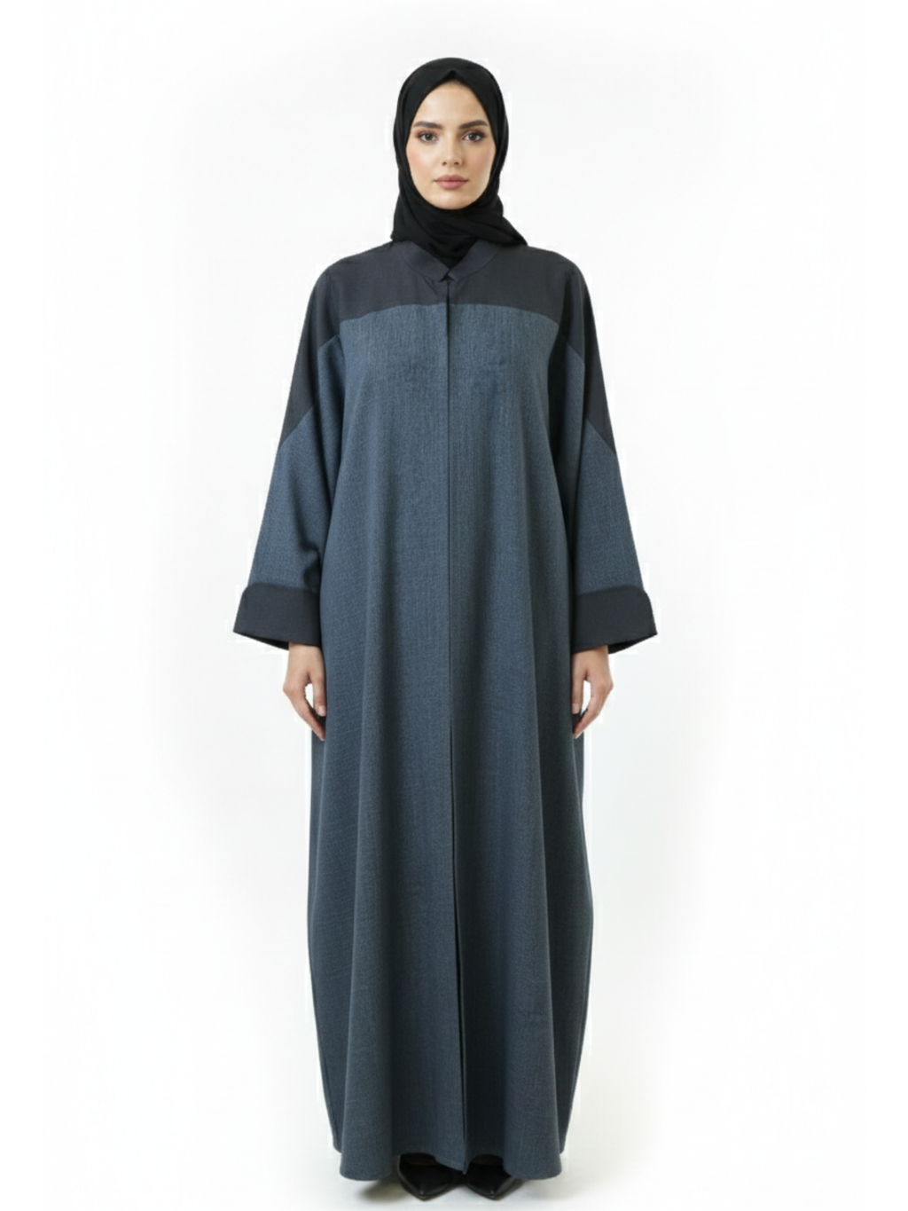 Colorblock Minimal Abaya (Steel Grey & Charcoal) 1024