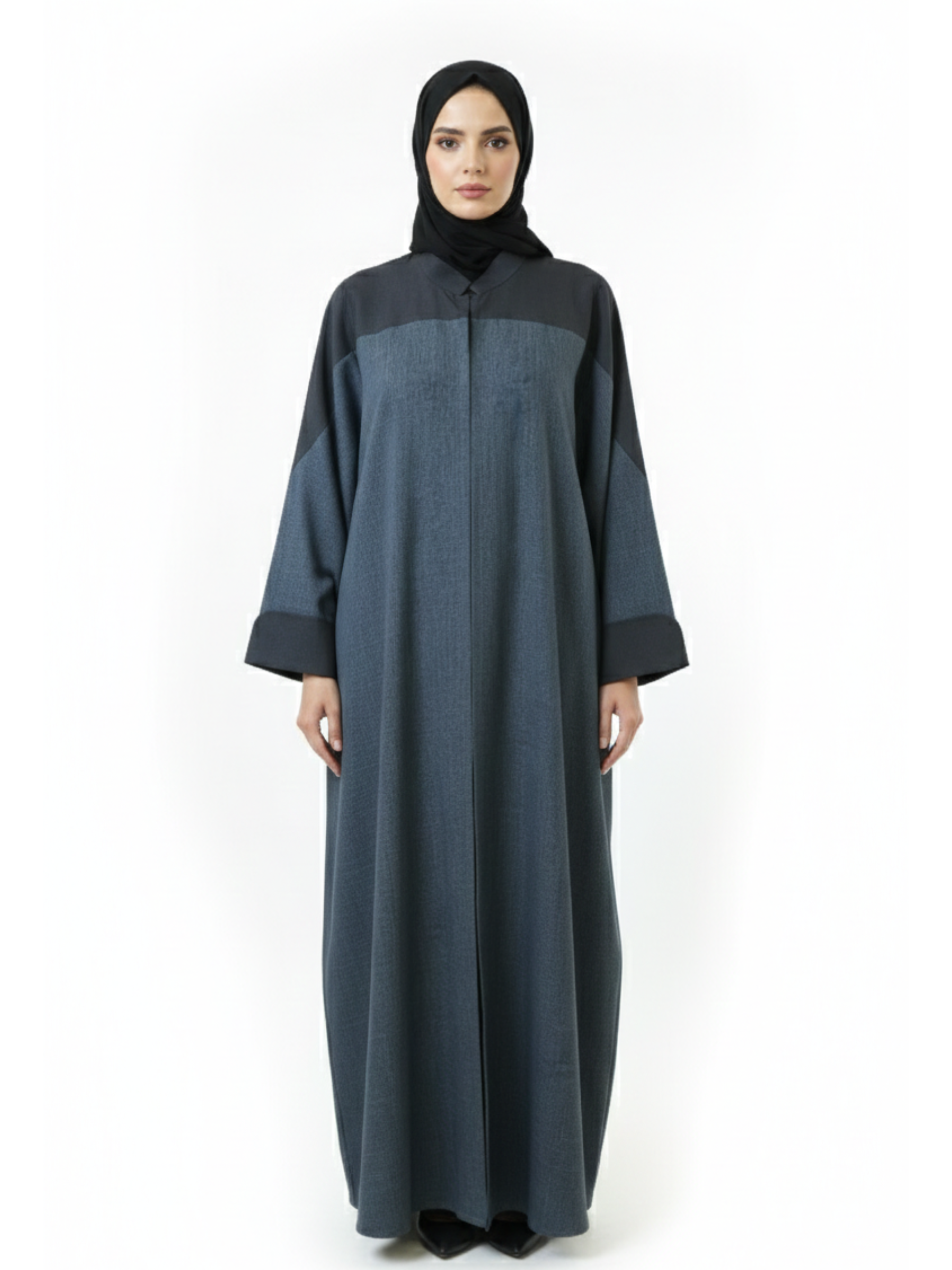 Colorblock Minimal Abaya (Steel Grey & Charcoal) 1024