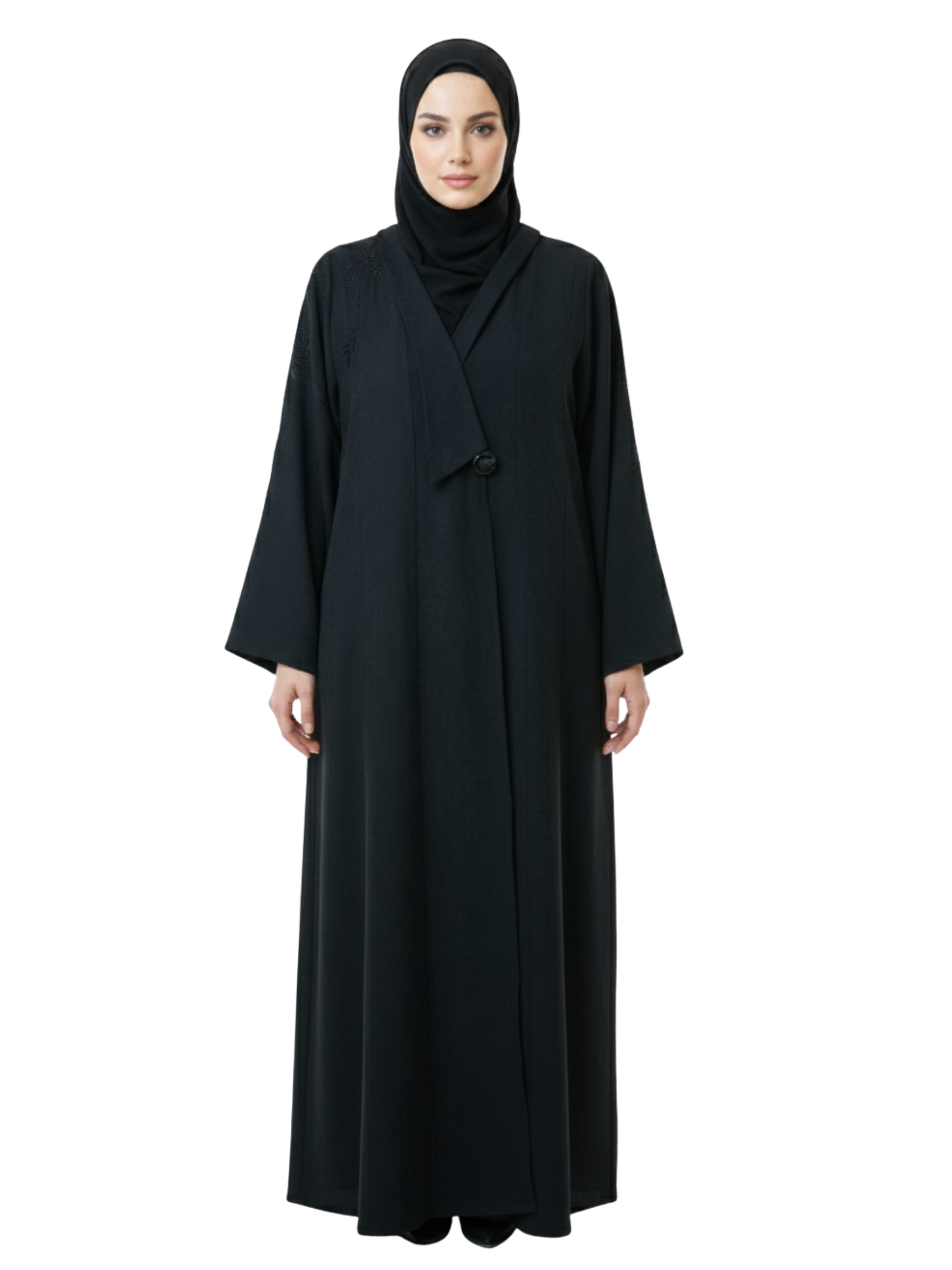 Wrap-Style Button Abaya (Classic Black) 1025