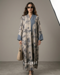 ASLT1116 The Lorient Slate Blue & Taupe Abaya